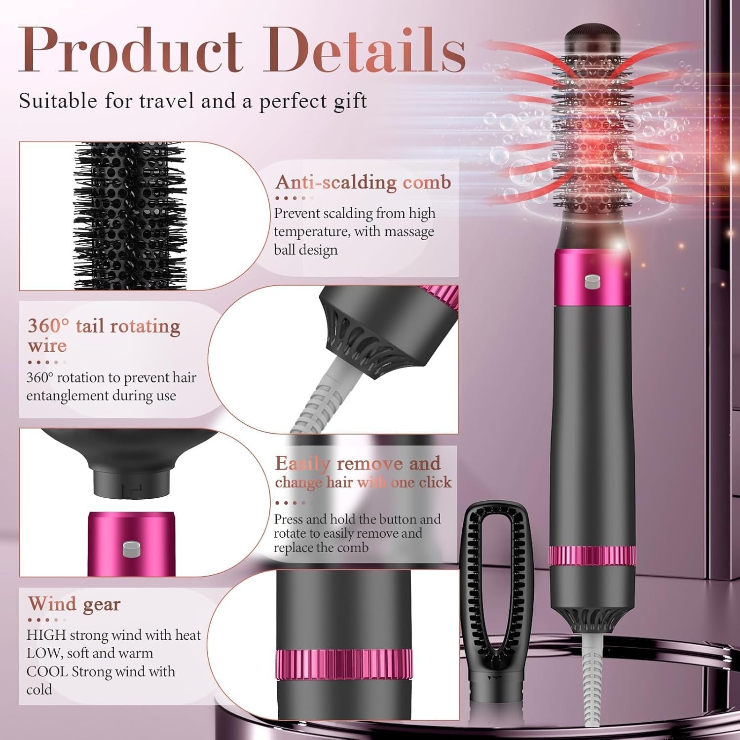 Стайлер Airstyler 5-в-1 Набір 1000 Вт з насадками для завивки та випрямлення, фото №5 Стайлер Airstyler 5-в-1 Набір 1000 Вт з насадками для завивки та випрямлення, фото №5