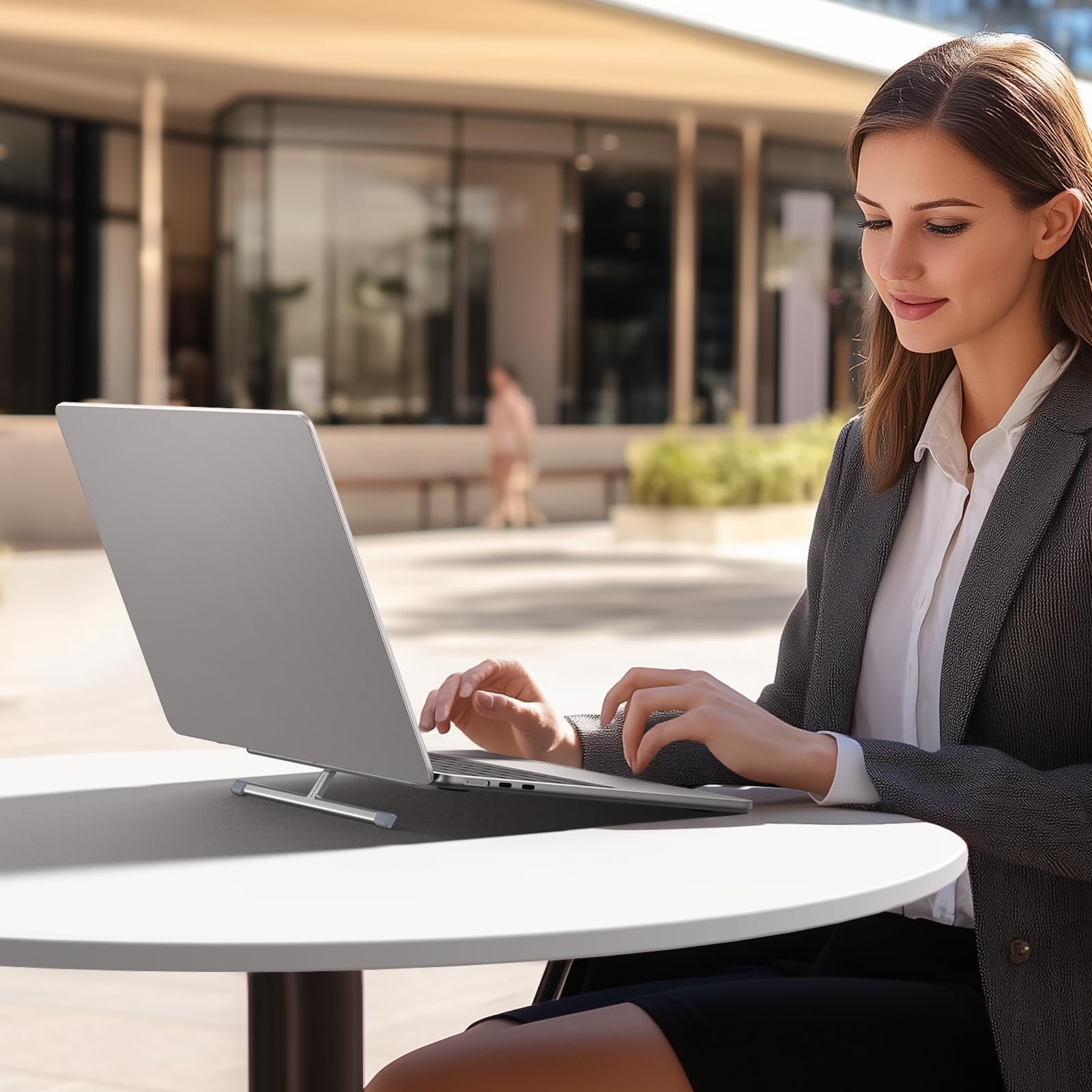 Подставка для ноутбука UGREEN Mini Foldable Aluminium Ultralight Self-Adhesive Invisible Height Adjustable 30 мм, совместима с MacBook Air, Pro, Dell, фото №5