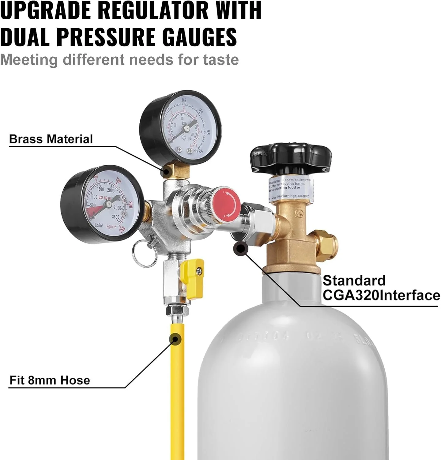 Регулятор тиску VEVOR з подвійним манометром, фото №3 Регулятор тиску VEVOR з подвійним манометром, фото №3