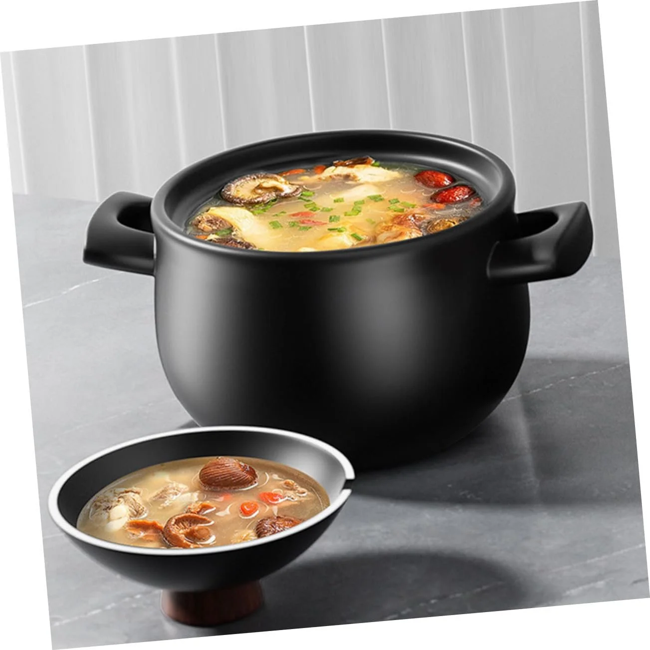 Кастрюля керамическая Toyvian жаропрочная с крышкой и антипригарным покрытием большая для газовых плит, фото №3