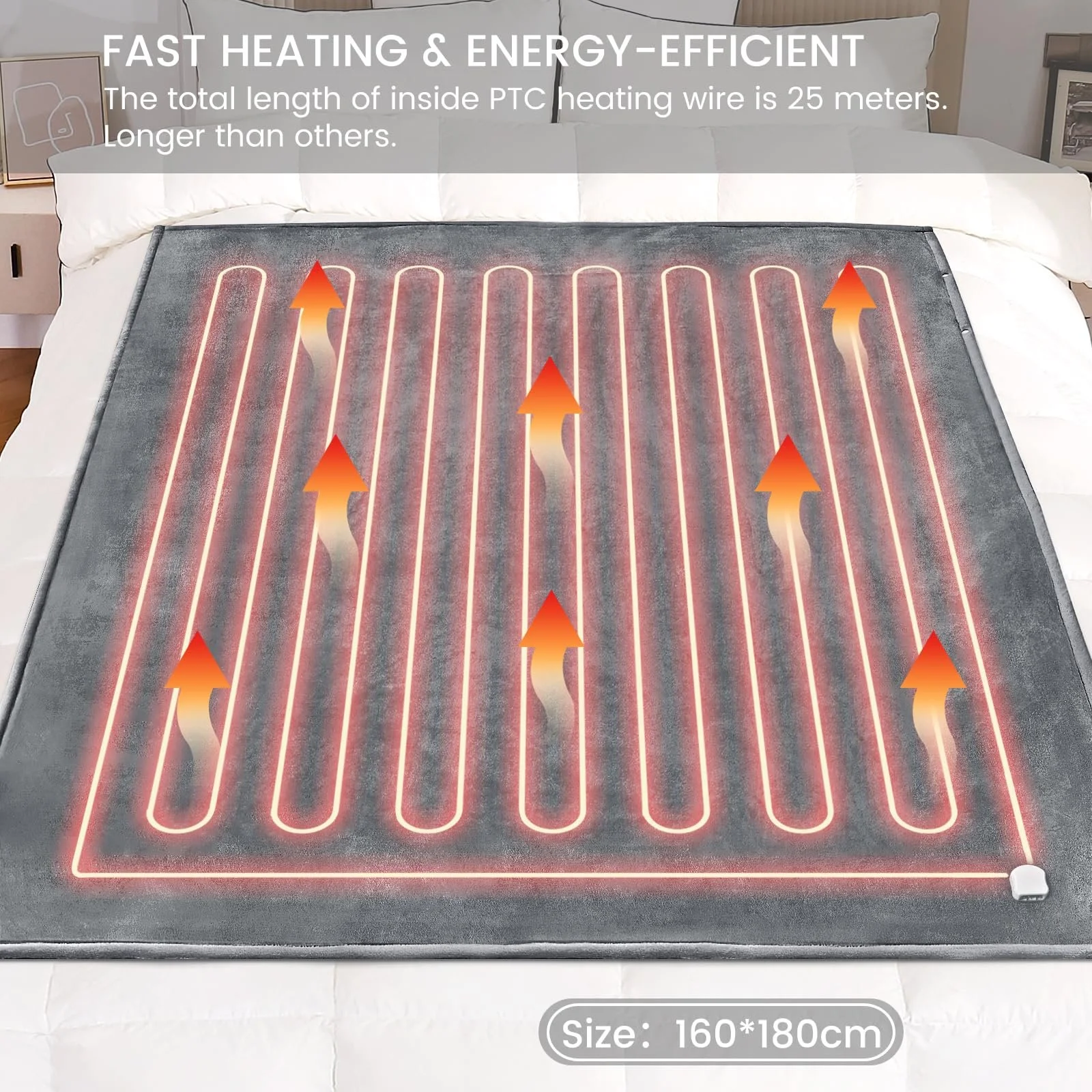 Электрическое одеяло LeaderPro 180 x 160 см, Коричневый, фото №4 Электрическое одеяло LeaderPro 180 x 160 см, Коричневый, фото №4