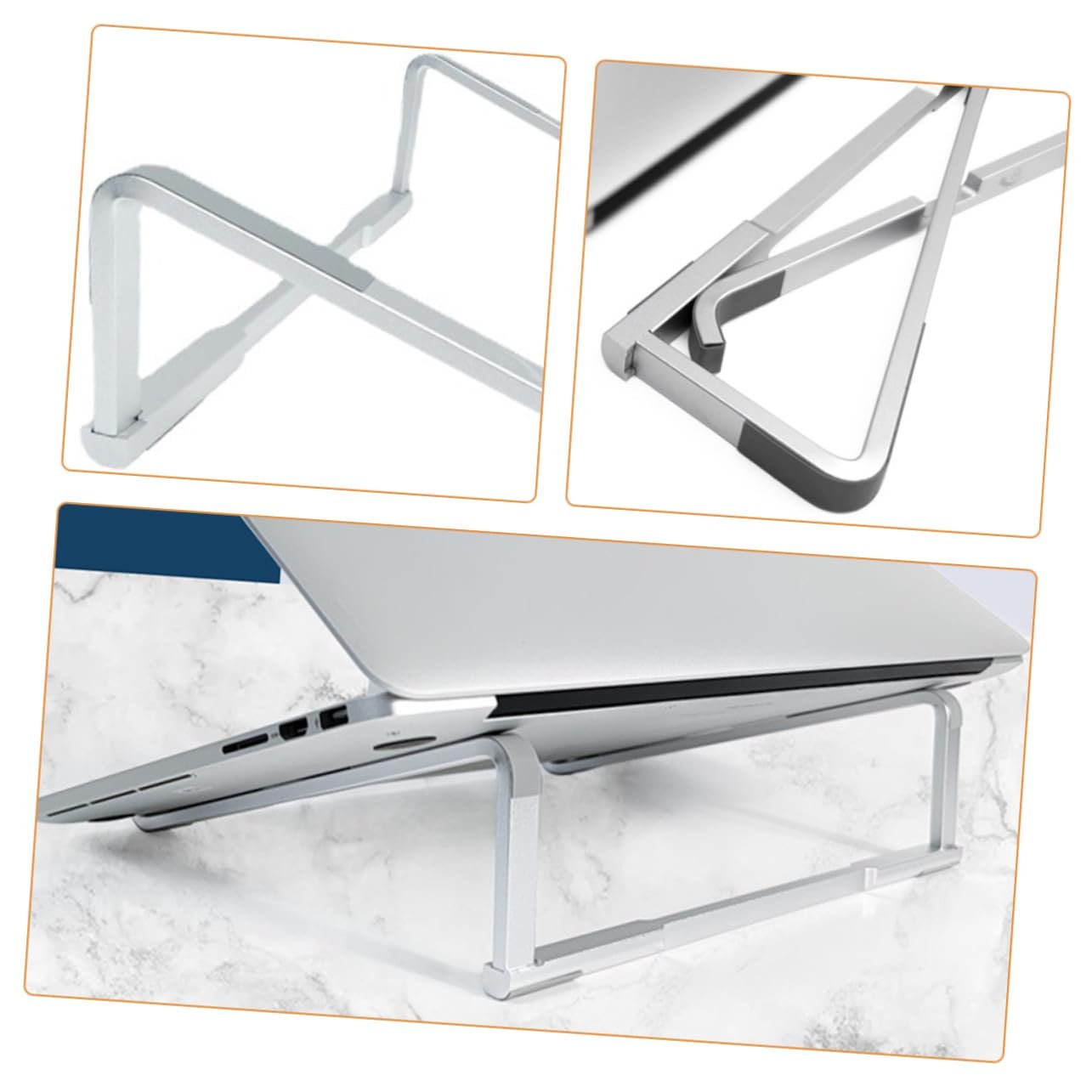 Подставка для ноутбука Складная из прочного алюминиевого сплава для экономии места для стола Улучшенная циркуляция воздуха Портативная для путешествий, фото №6