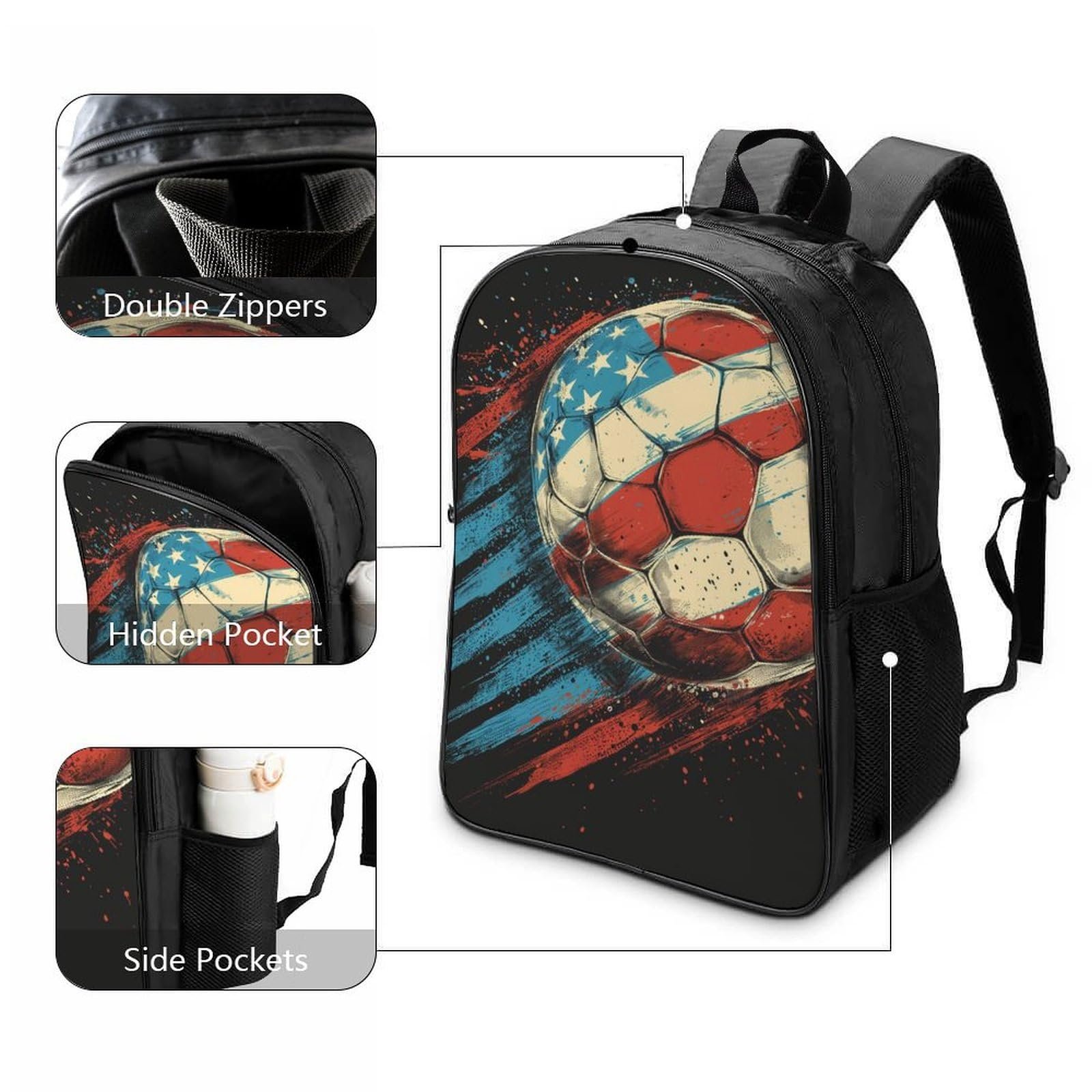 Рюкзак шкільний Футбольний DPEOANEBN Style-9 40 x 28 x 16 см, фото №3