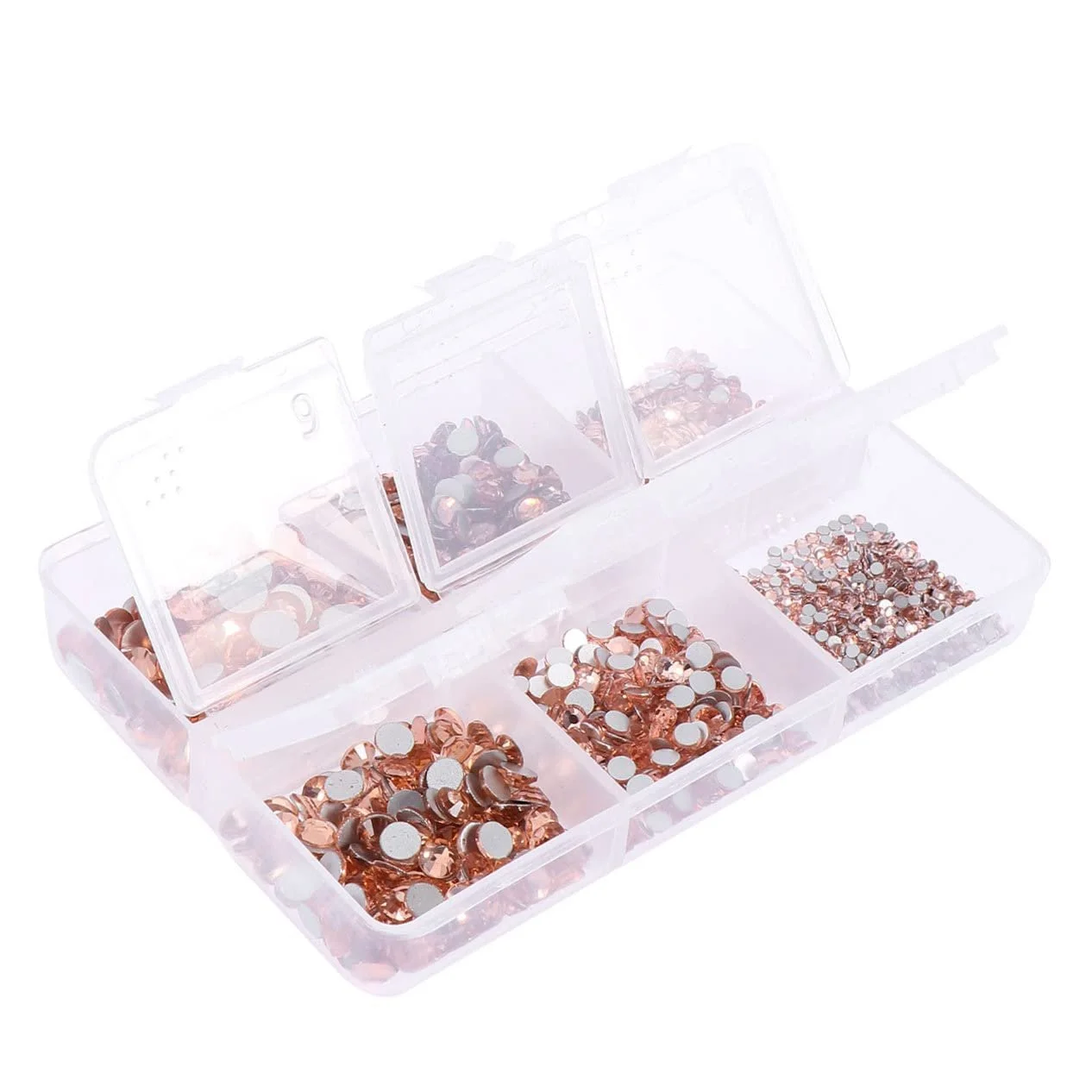 Блестки для ногтей COHEALI 1 коробка Наклейки Бриллианты Стразы Стеклянные драгоценные камни для макияжа лица Стразы для макияжа Кристалл Розовое золото Наклейки для мобильных телефонов, фото №1