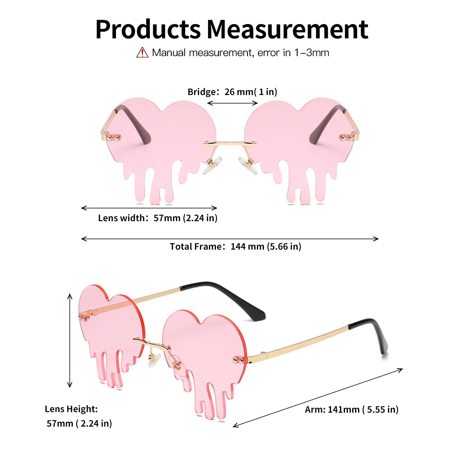 Сонцезахисні окуляри Форми Серця Dollger Без оправи Металева оправа UV 400 Захист, фото №4