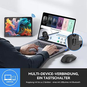 Миша TECKNET Бездротова Bluetooth Tri-Mode BT 5.0/3.0+2.4G Ергономічна Портативна Чорний synthetic.ua - Фото 1