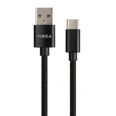 Дата кабель USB 2.0 AM to Type-C 1m nylon black Vinga VCPDCTCNB1BK, фото №2 Дата кабель USB 2.0 AM to Type-C 1m nylon black Vinga VCPDCTCNB1BK, фото №2