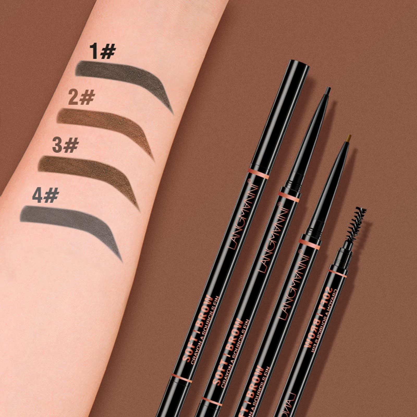 Олівець для брів Waterproof Experts Make Up Eyebrow Pencil Двосторонній Металевий (A, One Size), фото №7