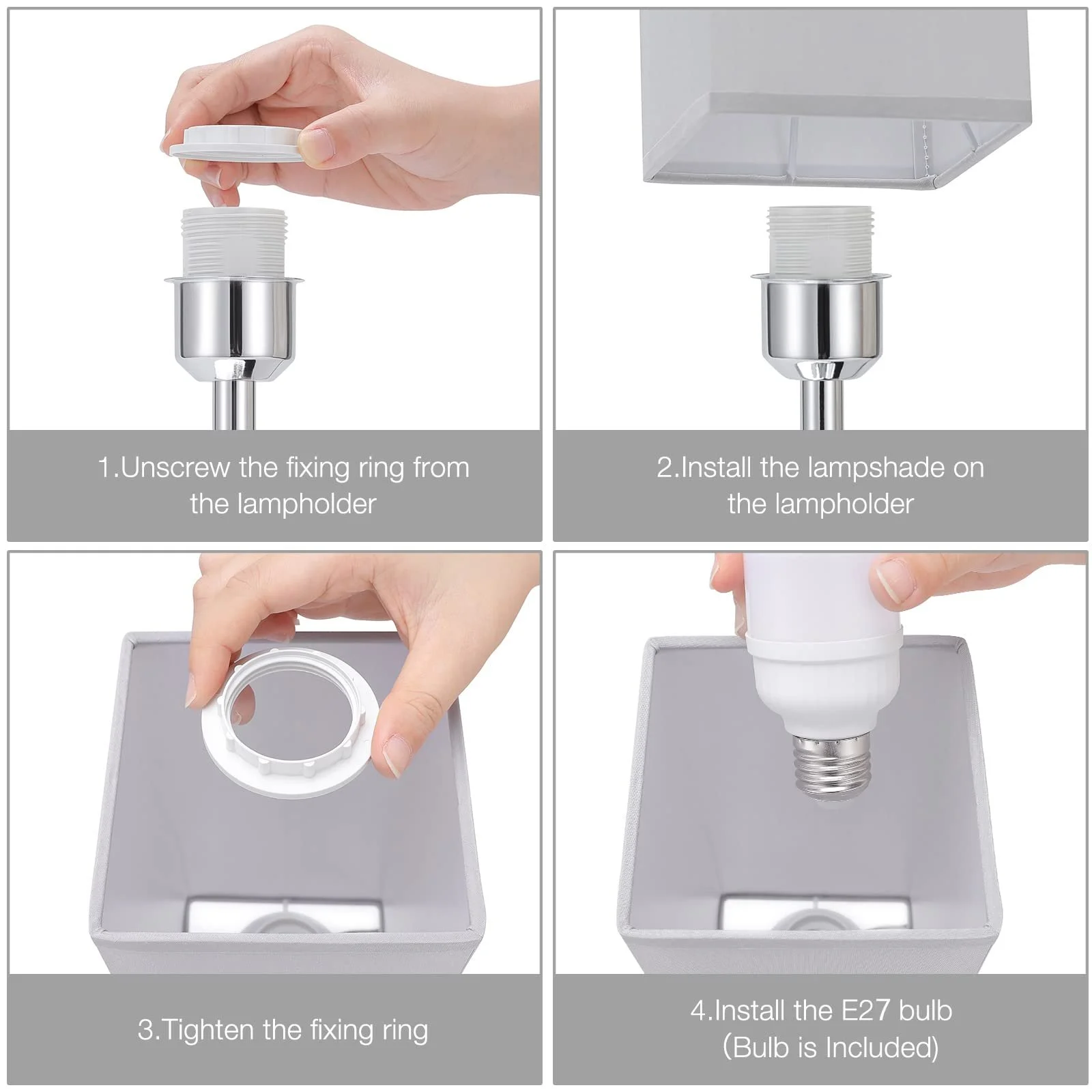 Настільна лампа Kakanuo Bedside Lamp Сенсорна Регульована USB A+C E27 Сіра, фото №7