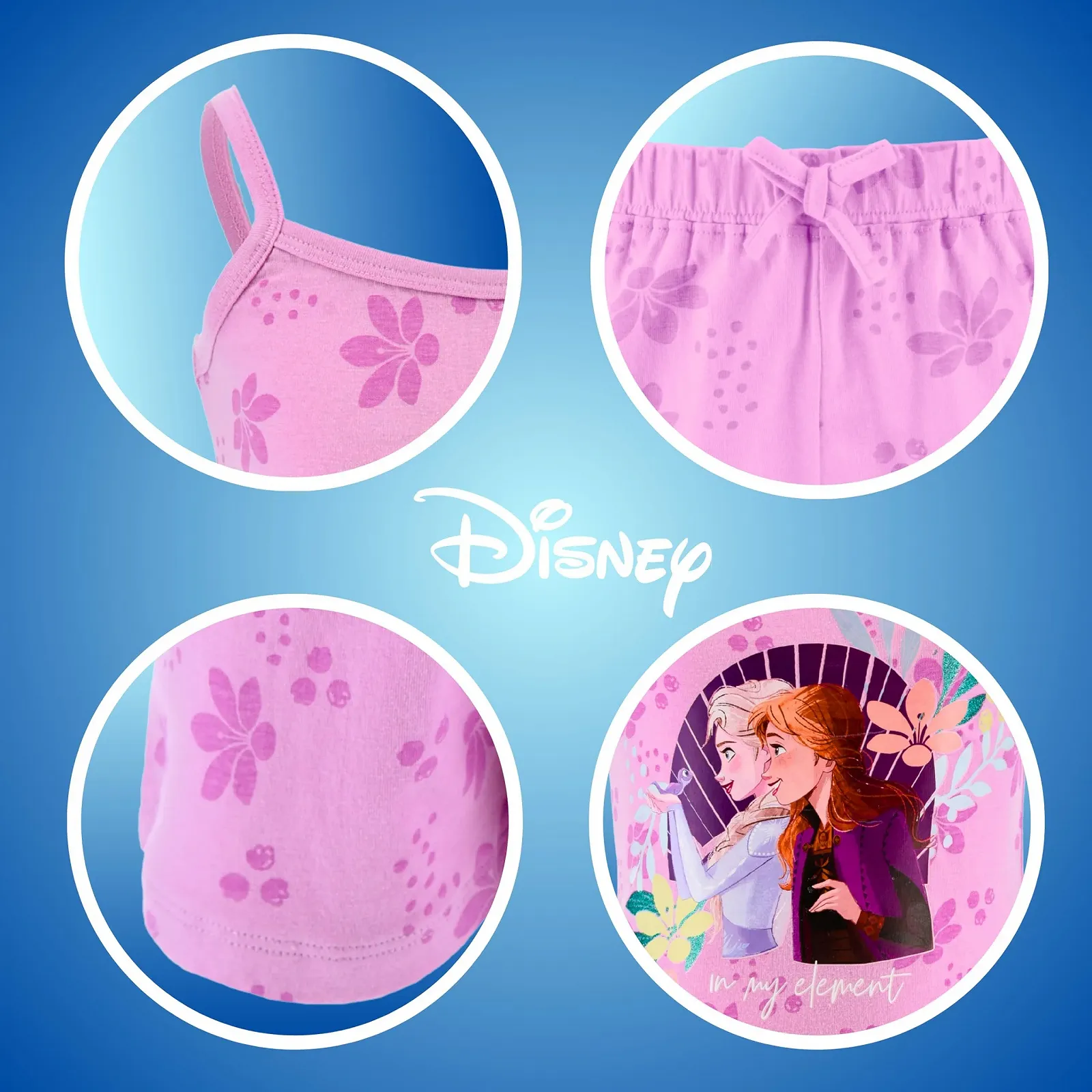 Піжама Disney Frozen для дівчат, комплект з 2 предметів, м'яка бавовняна піжама з дизайном Ельзи, Анни та Бруні, фото №6 Піжама Disney Frozen для дівчат, комплект з 2 предметів, м'яка бавовняна піжама з дизайном Ельзи, Анни та Бруні, фото №6