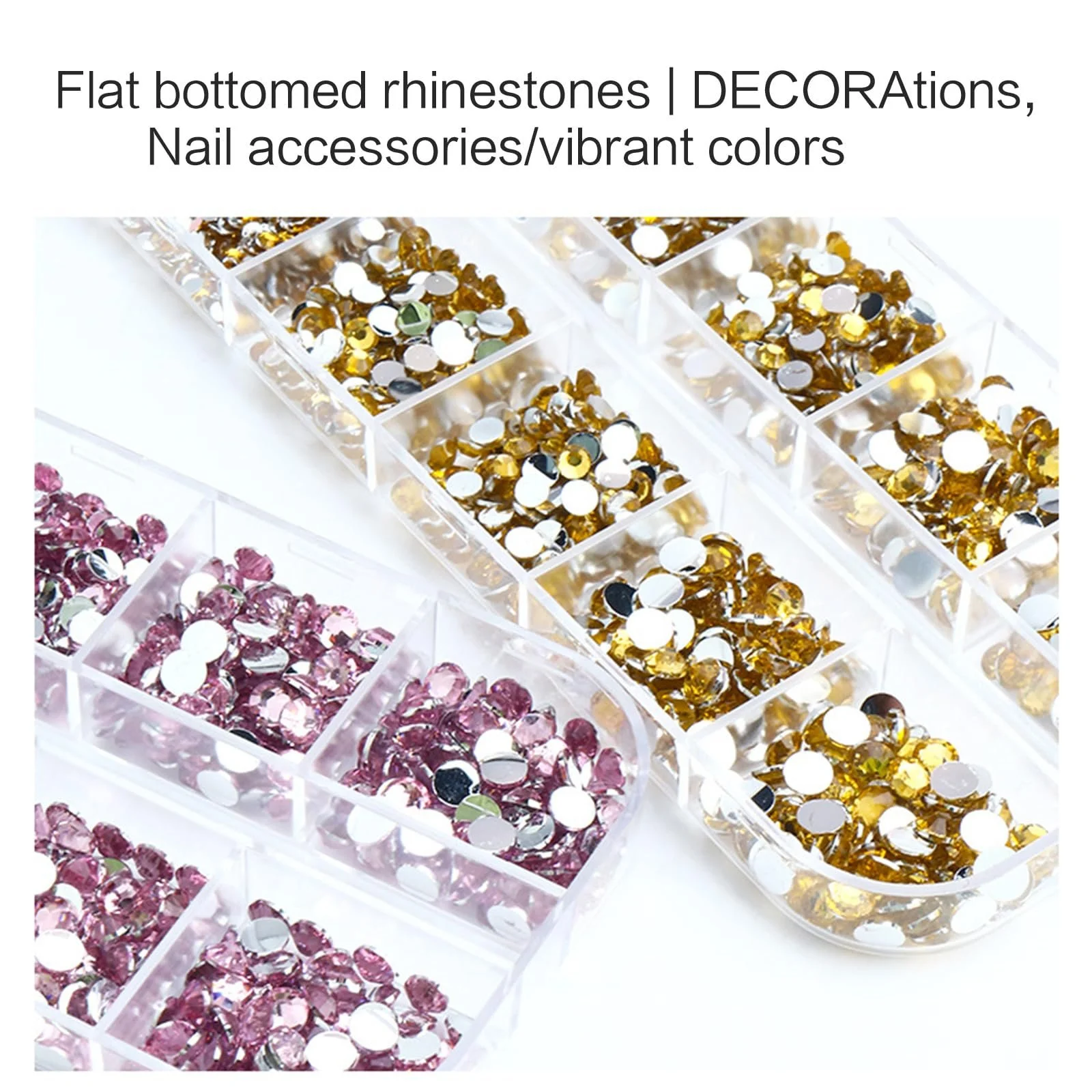 Стразы для ногтей Круглые Камни Блестки Камни Ювелирные Изделия Кристаллы для ногтей 12Grid, фото №7
