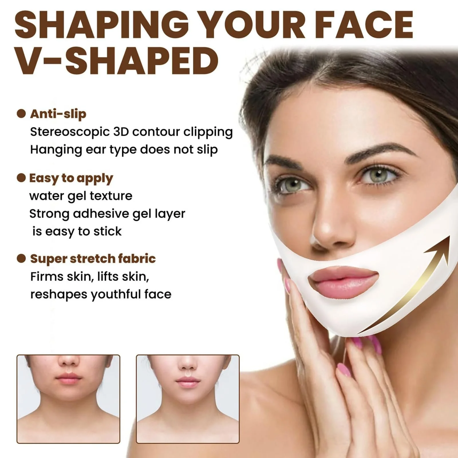 Маска для обличчя KOAHDE V Зволожуюча, Маска для обличчя для зменшення подвійного підборіддя, 5 штук, фото №6