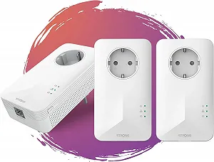 Комплект адаптерів Powerline STRONG Powerline 1000 Triple EU Set / 1000 Мбіт/с / Гігабітний порт LAN / До 300 м / Білий - Фото 1