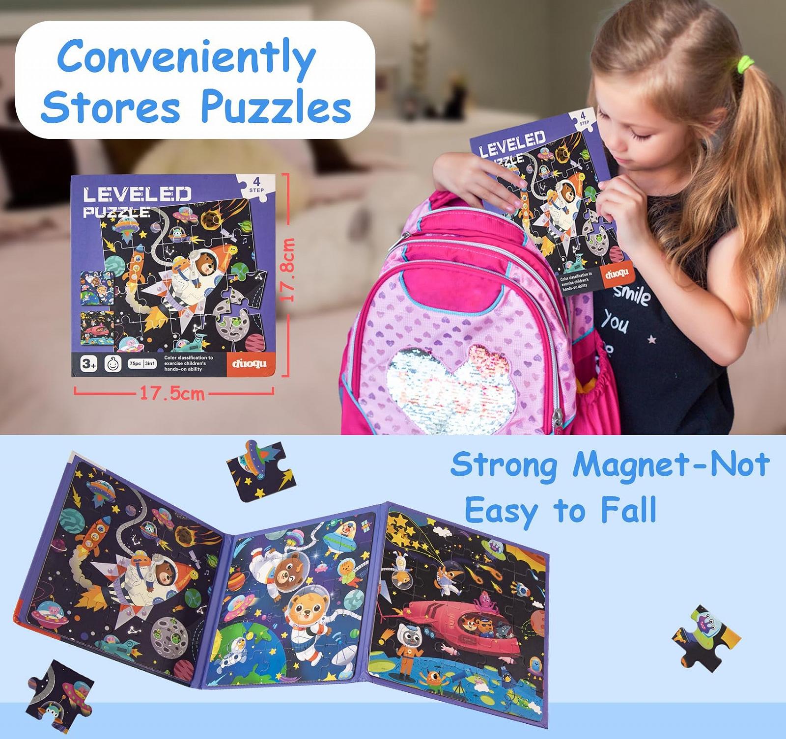 Магнітний пазл Homewit Космос 3-в-1 75 елементів 20-25-30 деталей, фото №5