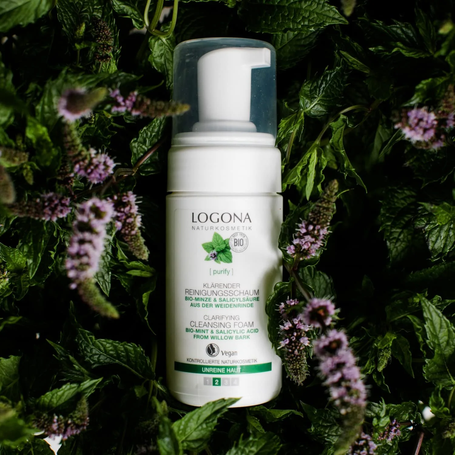 Органічна міцелярна пінка для вмивання LOGONA Naturkosmetik для проблемної та комбінованої шкіри, фото №2
