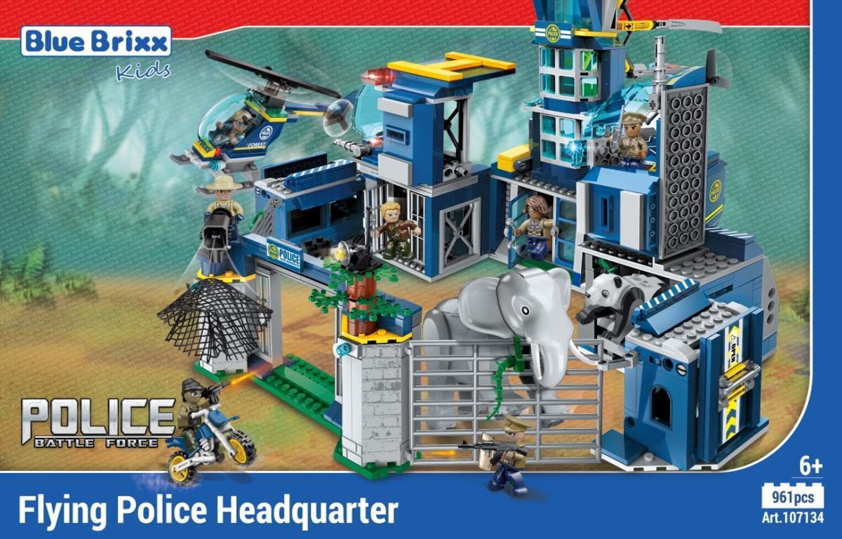 Блоки BlueBrixx Kids 107134 Forest Police Літаюча поліцейська станція 961 елемент, фото №1