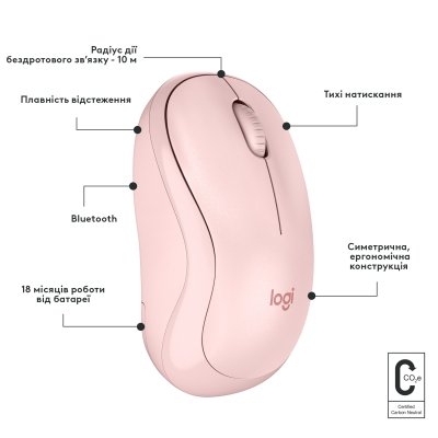 Мышка Logitech M240 Silent Bluetooth Rose (910-007121), фото №8 Мышка Logitech M240 Silent Bluetooth Rose (910-007121), фото №8