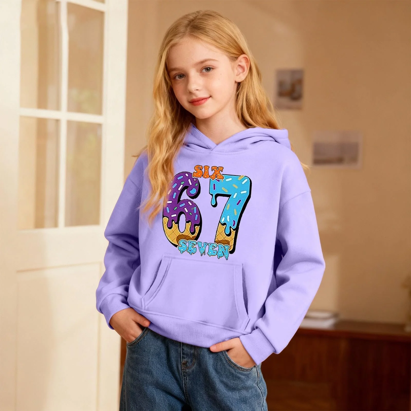 Дівчачий худі з принтом морозива, м'який повсякденний, фото №3