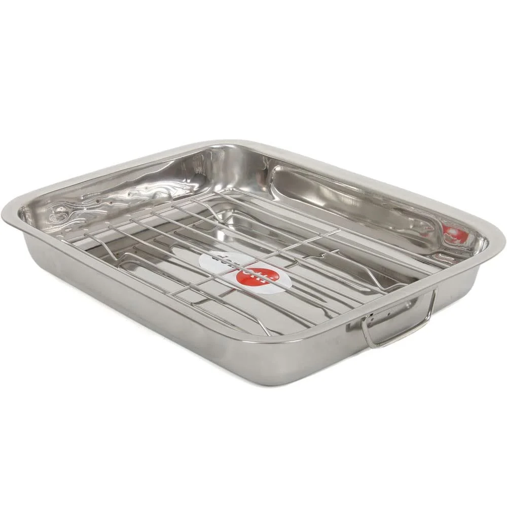 Форма для запекания DOMOTTI с решеткой 30 x 22 x 5 см Нержавеющая сталь Прямоугольная Сребристая, фото №2 Форма для запекания DOMOTTI с решеткой 30 x 22 x 5 см Нержавеющая сталь Прямоугольная Сребристая, фото №2