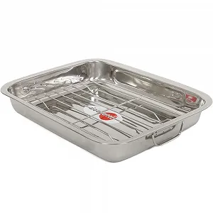Форма для запекания DOMOTTI с решеткой 30 x 22 x 5 см Нержавеющая сталь Прямоугольная Сребристая synthetic.ua - Фото 1