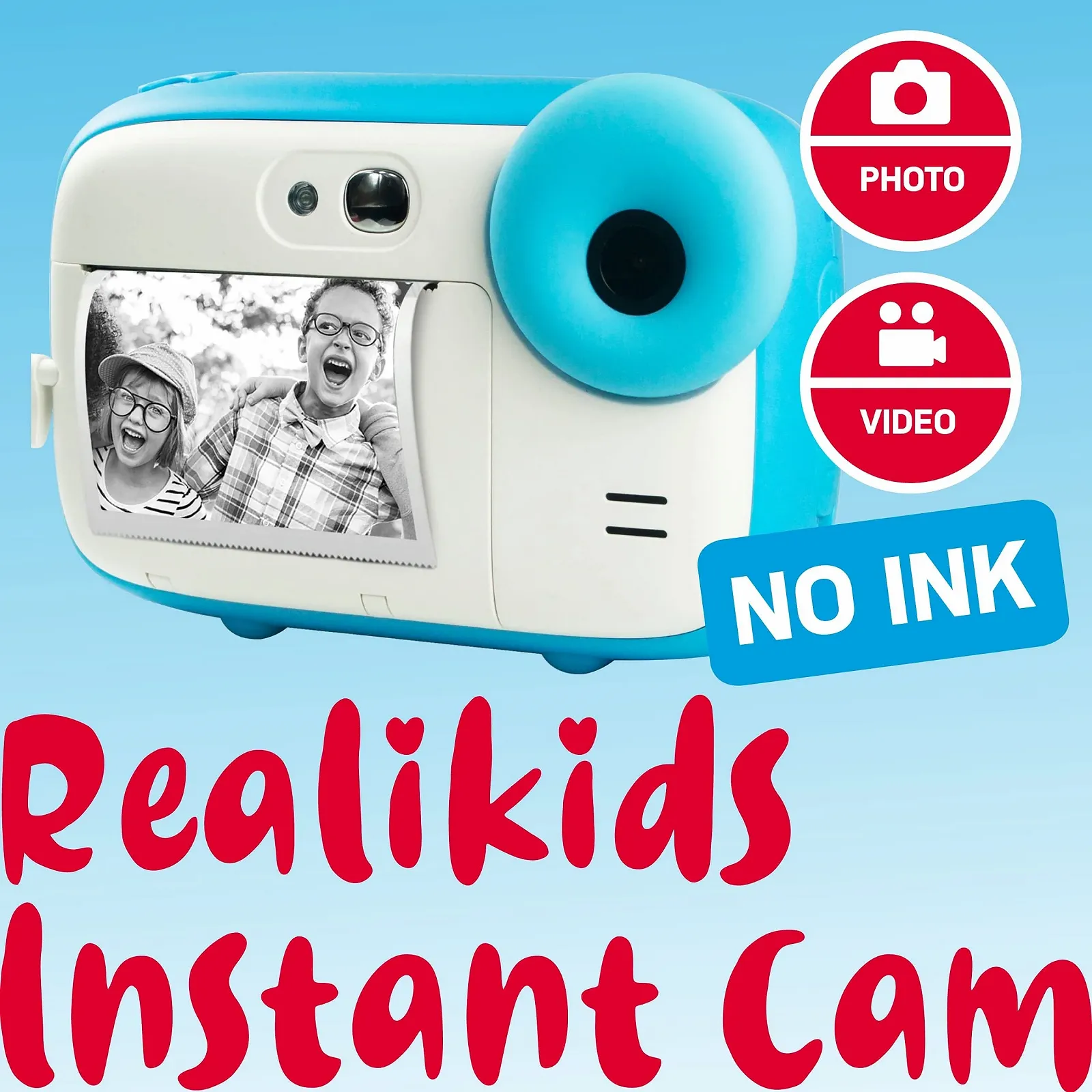 Камера миттєвого друку AGFA Photo Realikids Instant Cam ATP3WH LCD 2.4 дюйма 3 рулони термопаперу Синя, фото №2