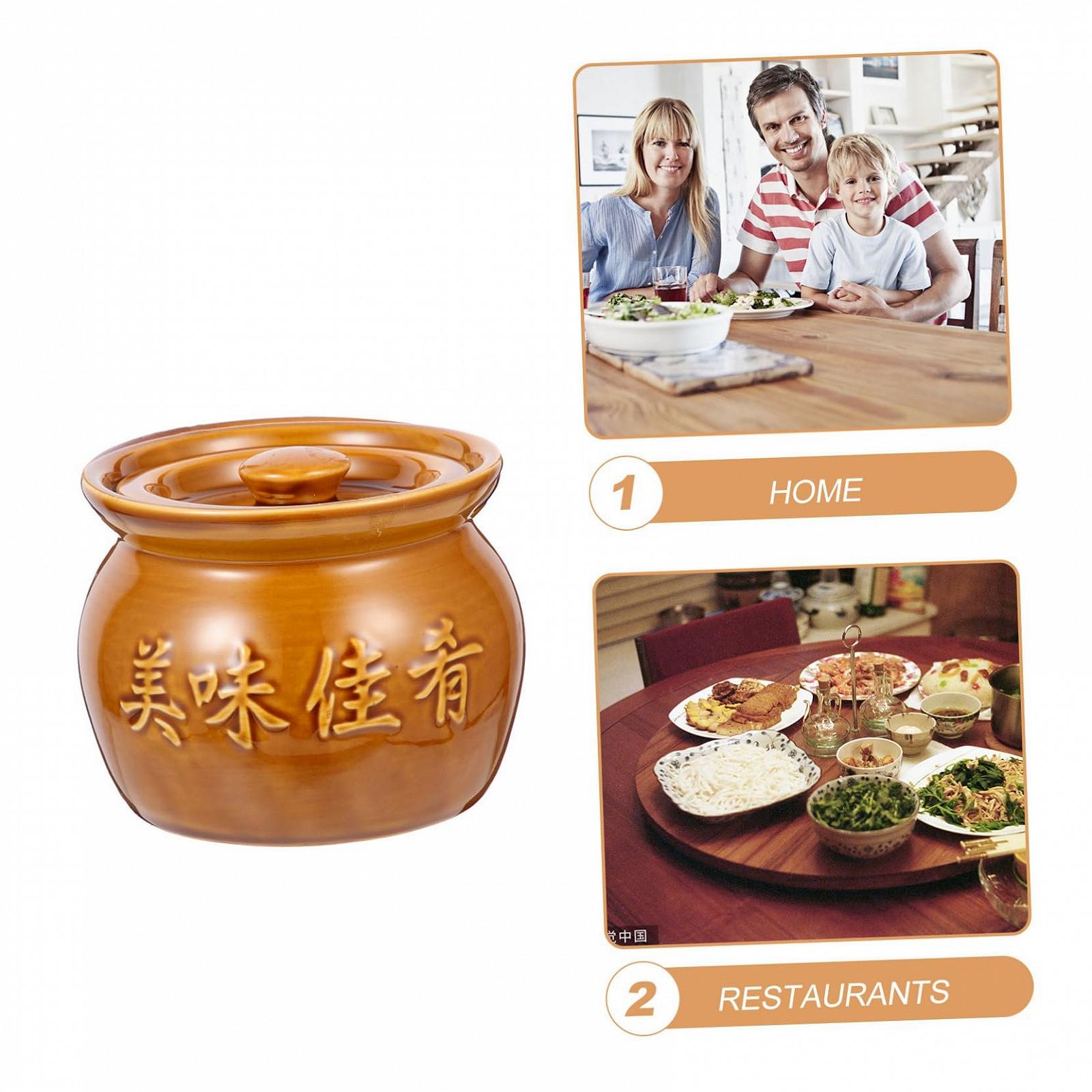 Горшок для запекания керамический 400 мл с крышкой Коричневый, фото №5 Горшок для запекания керамический 400 мл с крышкой Коричневый, фото №5