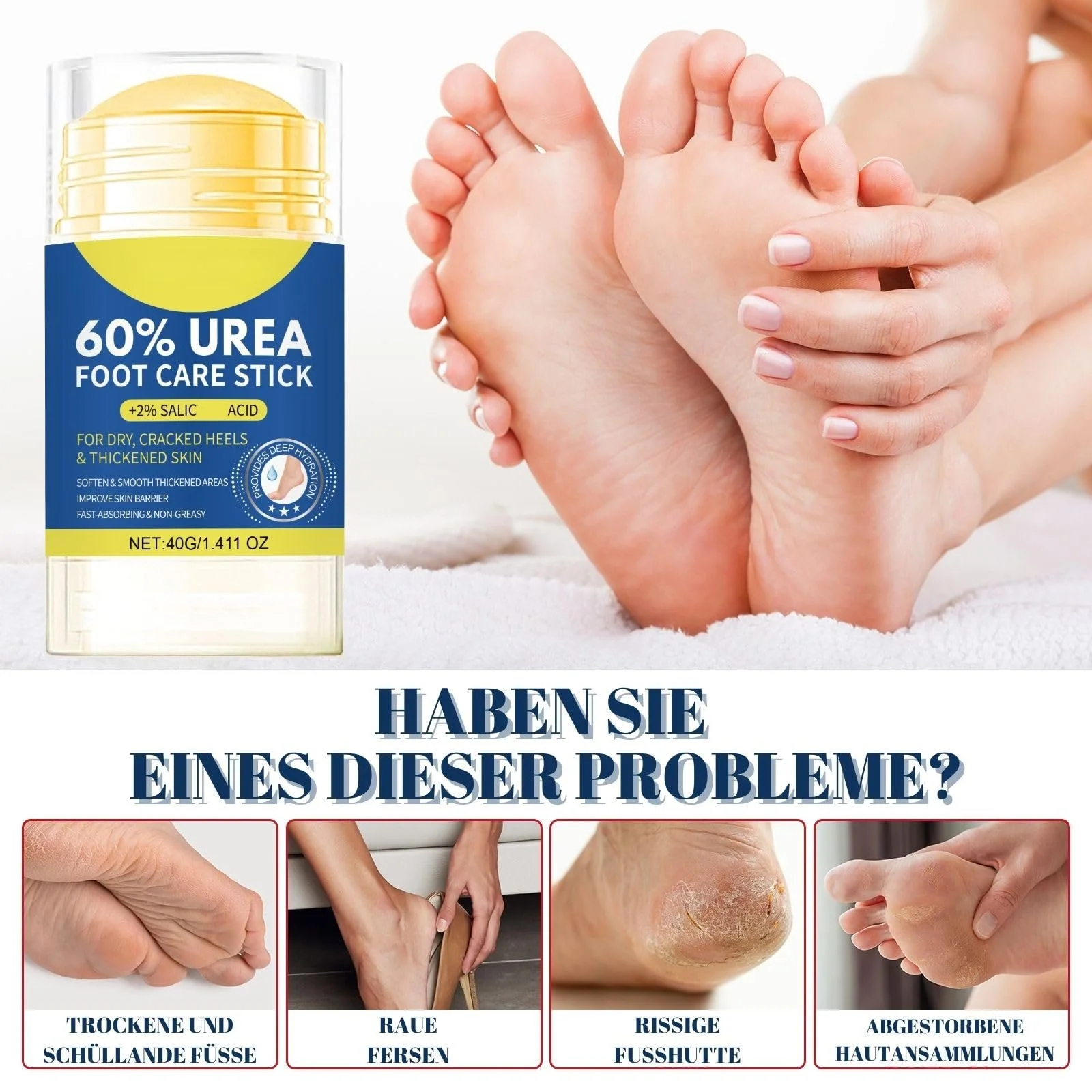 Крем-стик для ног с 60% мочевины и 2% салициловой кислоты 40 г, фото №4