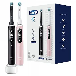 Електрична зубна щітка Oral-B iO Series 6 набір 2 шт. 5 режимів Чорна лава/Рожевий пісок - Фото 1