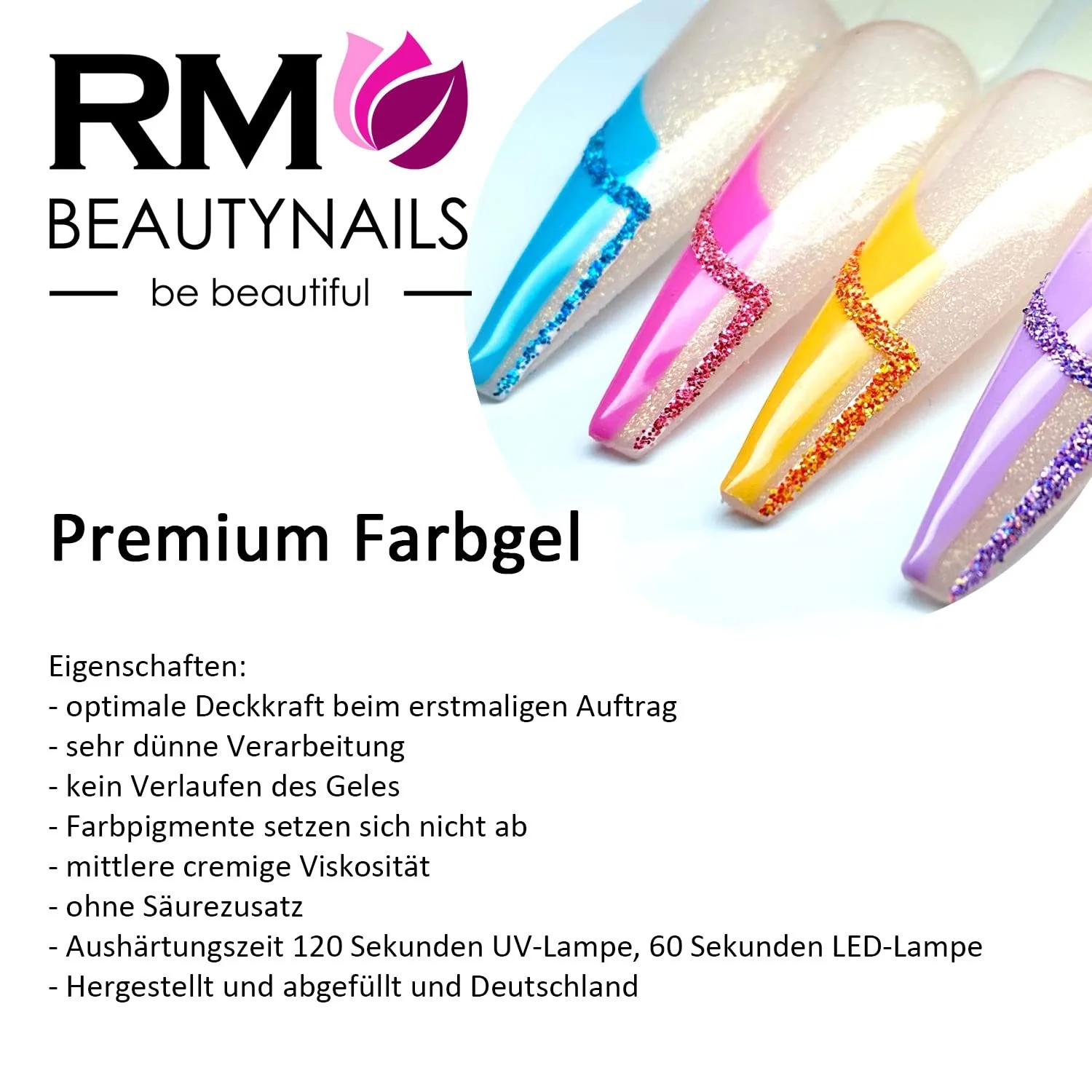 Цветной Гель RM Beautynails Синий, 5 мл, фото №3 Цветной Гель RM Beautynails Синий, 5 мл, фото №3