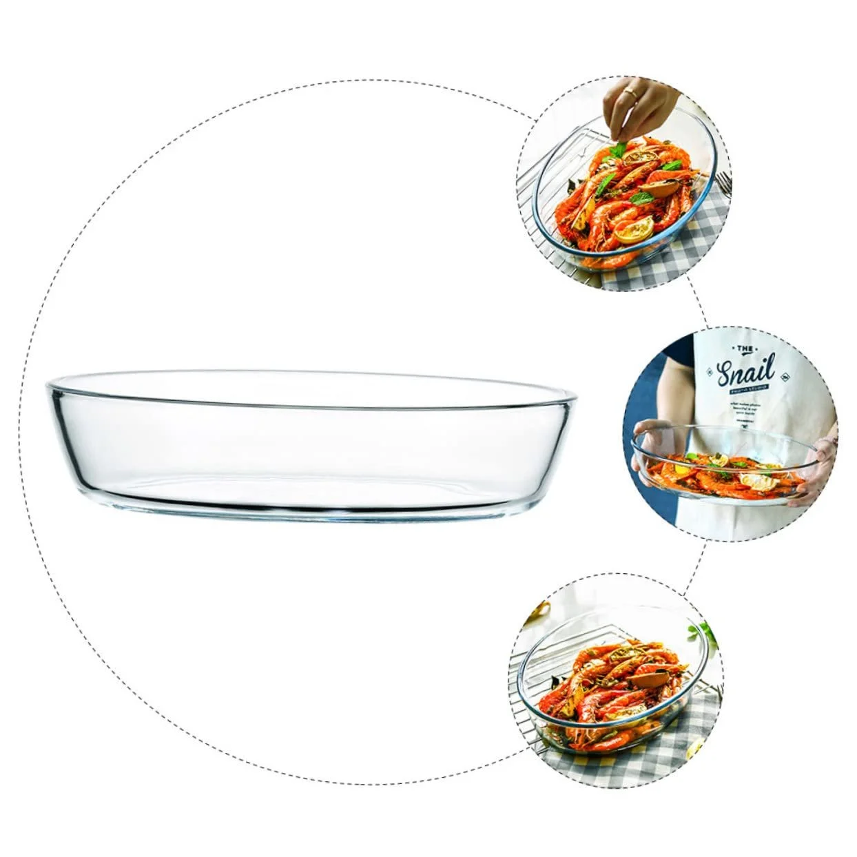 Форма для запекания стеклянная овальная термостойкая прозрачная для микроволновой печи и духовки, фото №7