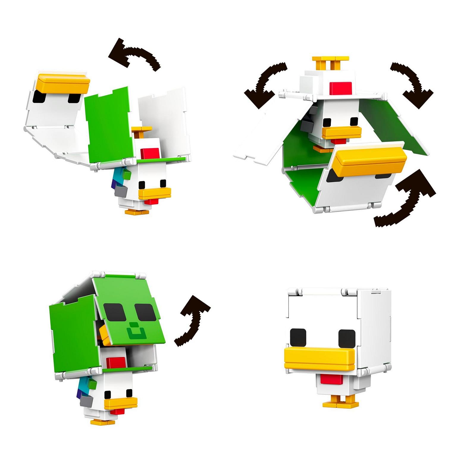Фигурки Mattel Minecraft Flippin' Figs Овца и Курица 2-в-1 с большими головами и пиксельным дизайном, фото №4