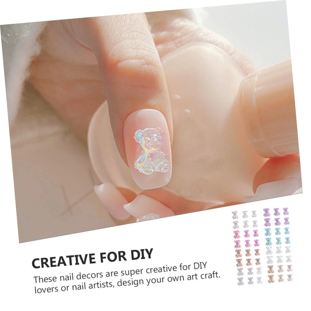 Украшения для ногтей Мишки Healeved 96 шт., стразы, подвески, бусины, маникюр, смола, фото №5