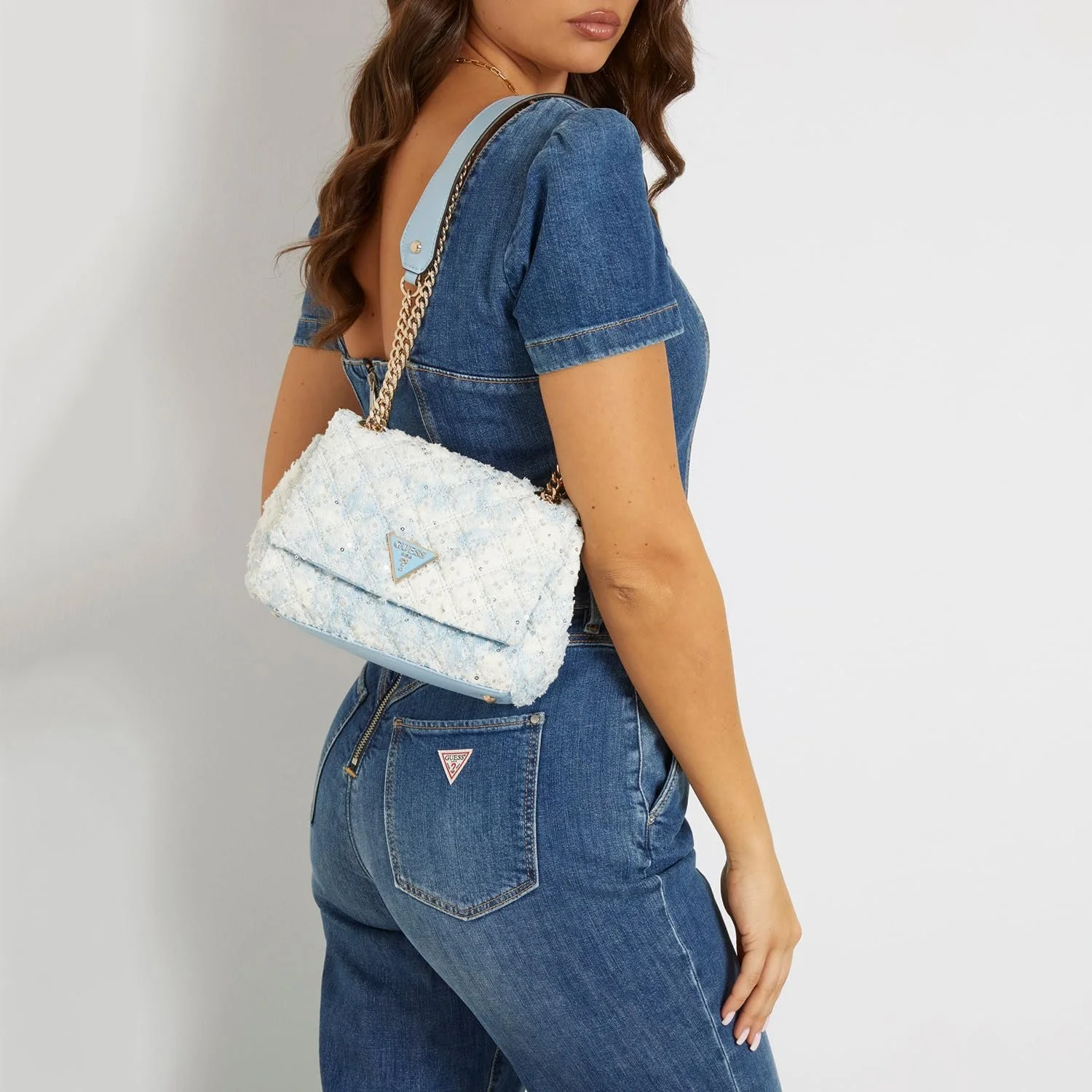 Сумка GUESS Rainee Quilt Convertible Xbody Flap Sky Blue, фото №3