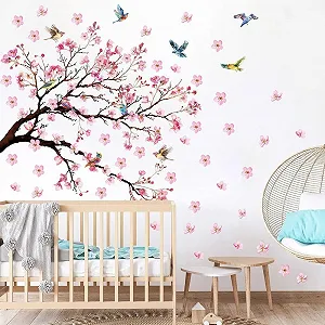 Наклейка на стіну Decalmile Birds on Tree Branch with Flowers 30 x 60 x 2 см Рожевий ціна на synthetic.ua - Фото 1 Наклейка на стіну Decalmile Birds on Tree Branch with Flowers 30 x 60 x 2 см Рожевий synthetic.ua - Фото 1