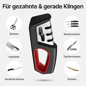 Точилка для ножів Snapbuy Professional 4 в 1 ручна для ножів та ножиць чорна synthetic.ua - Фото 1