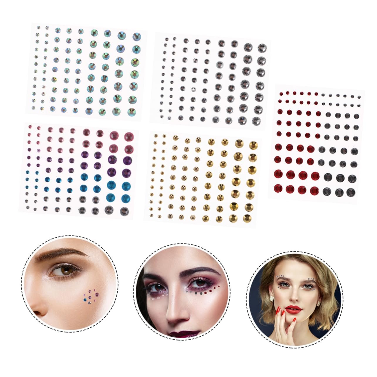 Стразы EXCEART акриловые 10 листов для лица и декора, самоклеящиеся наклейки для маскарада, дня рождения и прочего для креативных дизайнов, фото №6
