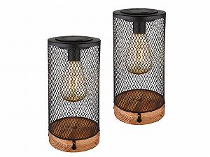 Настільна лампа Solar Set of 2 Metal Grid Wooden Base 25.5 см - Фото 1