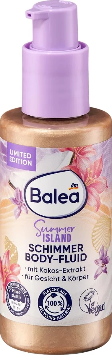 Набір: Флюїд для тіла Balea Shimmer Summer Island Summer Glow для обличчя та тіла, 2 x 200 мл (475 мл), фото №1