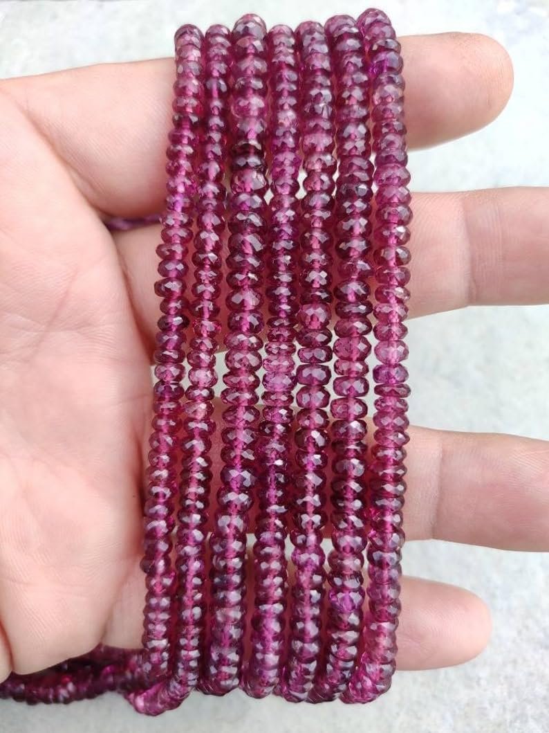 Бусины Родолит Гранат круглые граненые 4-4.5 мм, нить длиной 33 см, драгоценные камни для ожерелья и браслета, фото №6