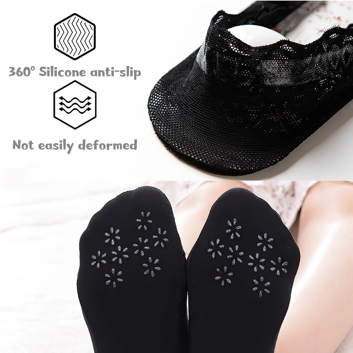 Шкарпетки-слідки  Без бренду Розмір 4-7 Чорний, 6 пар, фото №4