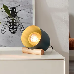 Настольная лампа Lightbox Scandinavian 20 x 16 x 22 см E27 25 Вт металл/дерево бирюзовая - Фото 1