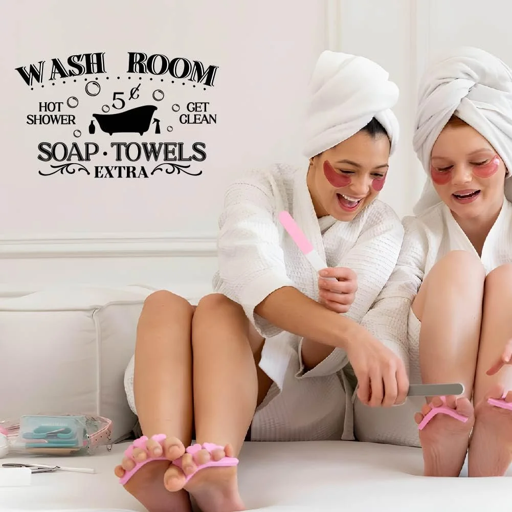 Наклейка на стіну SUPERDANT Get Clean Hot Shower для ванної вінілова 60 x 30 см Чорна, фото №1