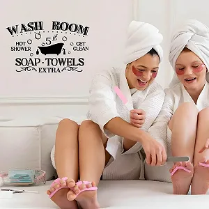 Наклейка на стіну SUPERDANT Get Clean Hot Shower для ванної вінілова 60 x 30 см Чорна - Фото 1