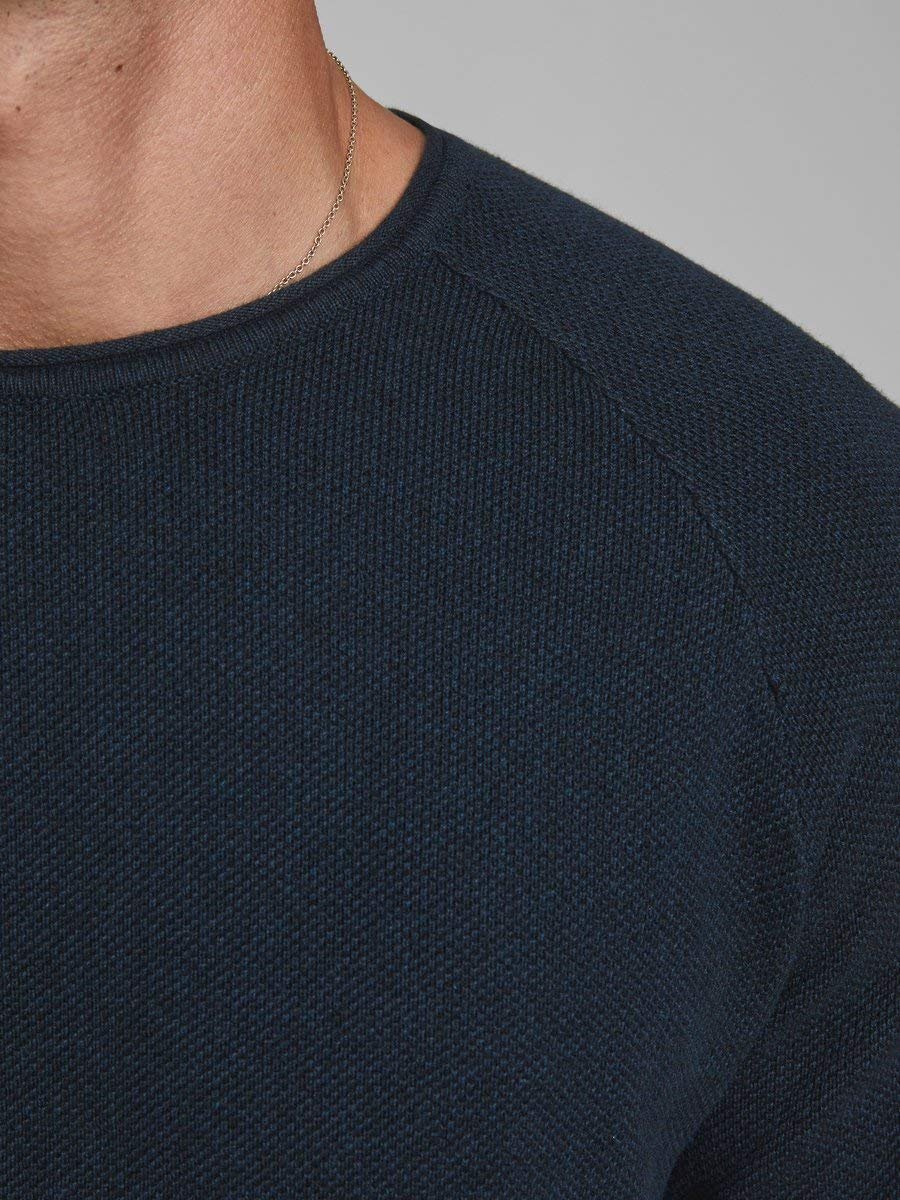 В'язаний пуловер JACK & JONES JJEHILL, чоловічий, з круглим вирізом, базовий, з довгими рукавами, бавовняна сорочка, фото №6