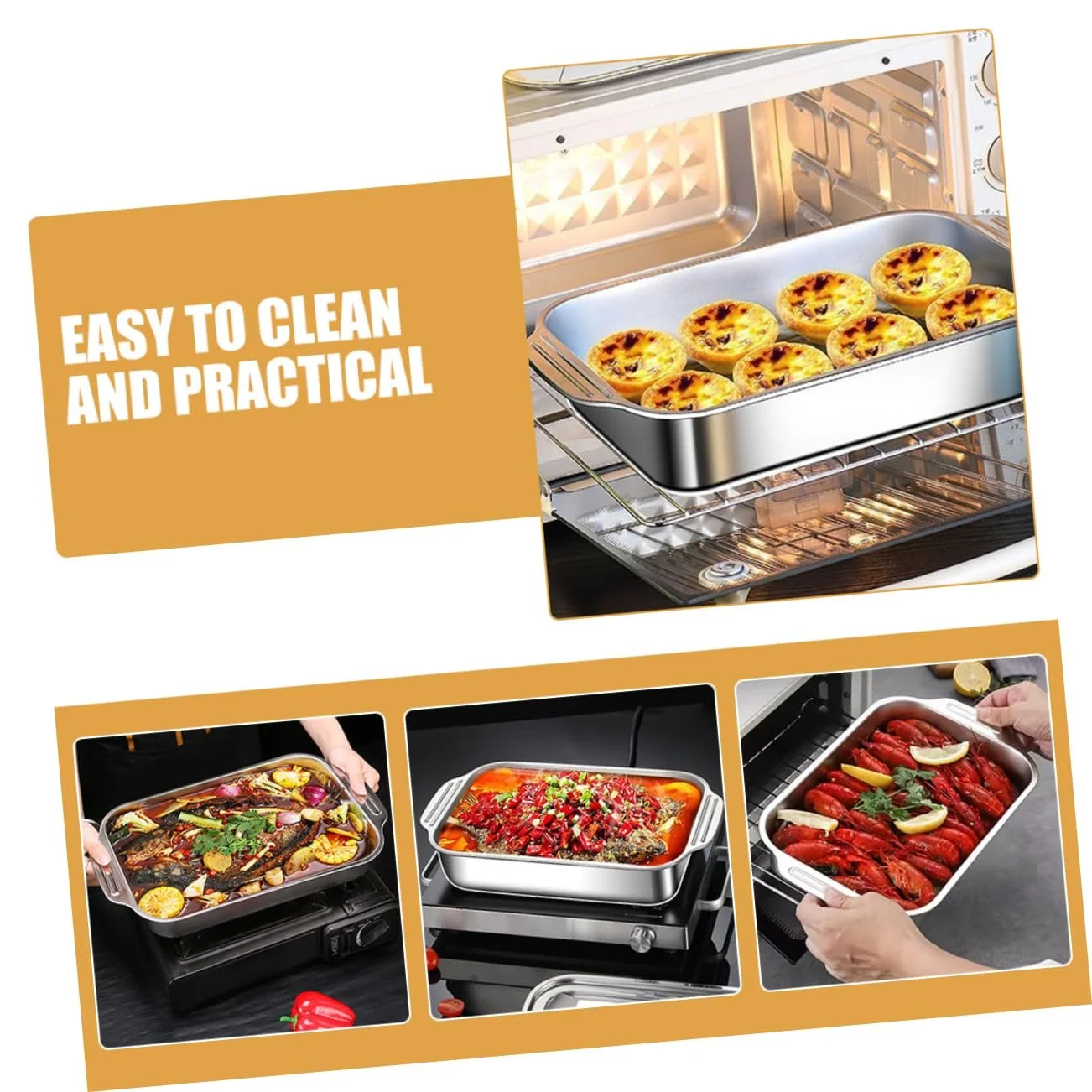 Противень для запекания VALICLUD Прямоугольный термостойкий эмалированный, фото №3