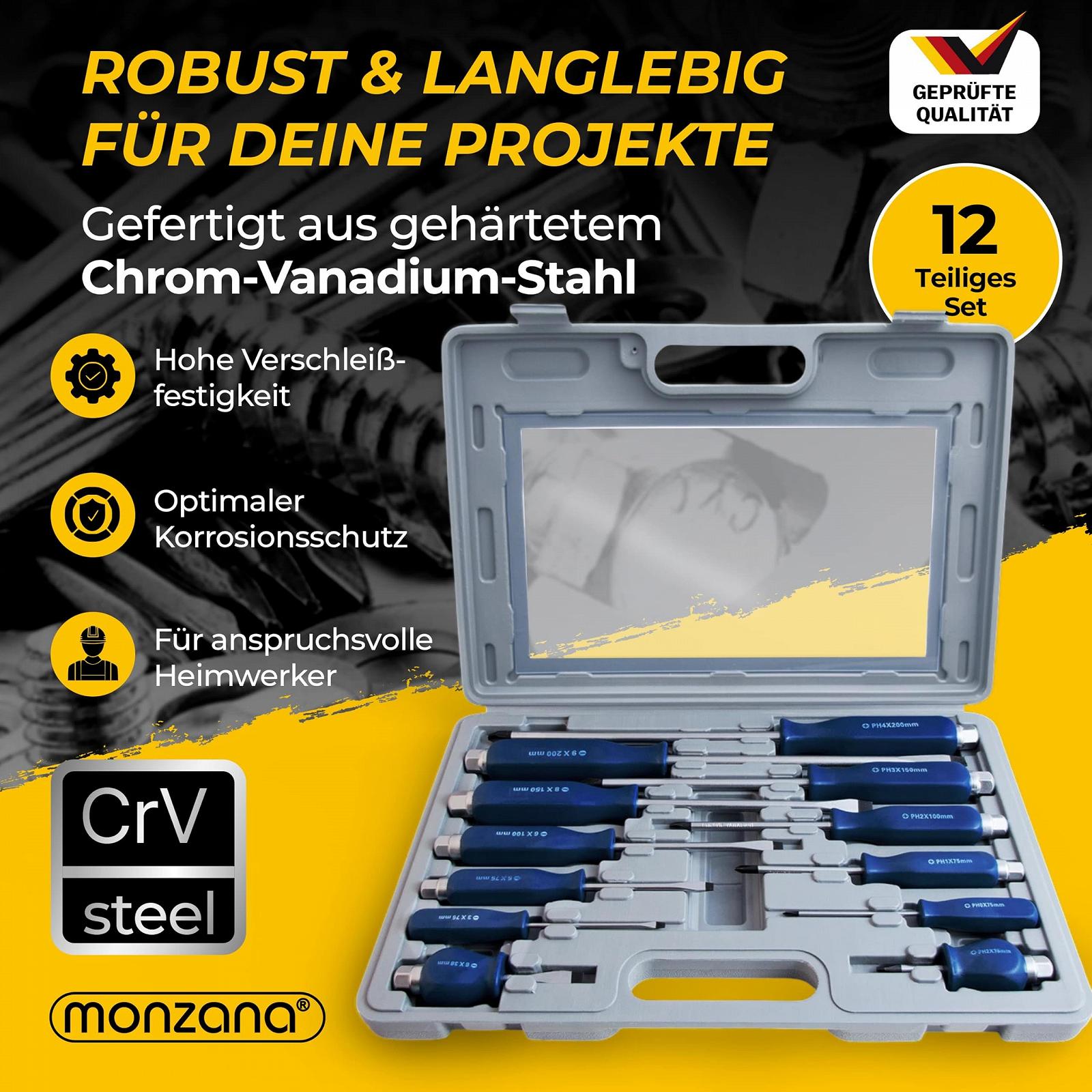 Набор отверток Monzana 12 предметов Chrome-Vanadium Phillips Slotted, фото №3 Набор отверток Monzana 12 предметов Chrome-Vanadium Phillips Slotted, фото №3
