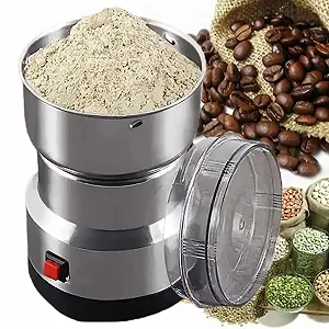 Электрическая зерновая мельница, мельница для специй, высокоскоростная мельница для сухого помола, нержавеющая сталь, конструкция с четырьмя лезвиями, для трав, орехов, злаков, кукурузы, муки, специй и таблеток - Фото 1