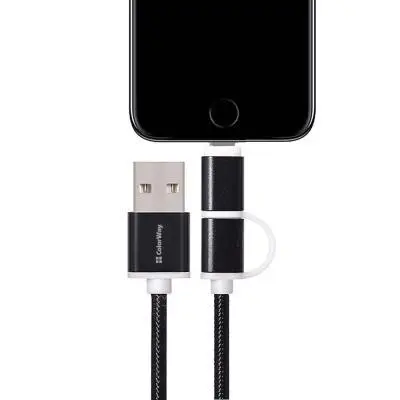 Дата кабель USB 2.0 AM to Lightning Micro 5P ColorWay (CW-CBU2001-BK), фото №4 Дата кабель USB 2.0 AM to Lightning Micro 5P ColorWay (CW-CBU2001-BK), фото №4
