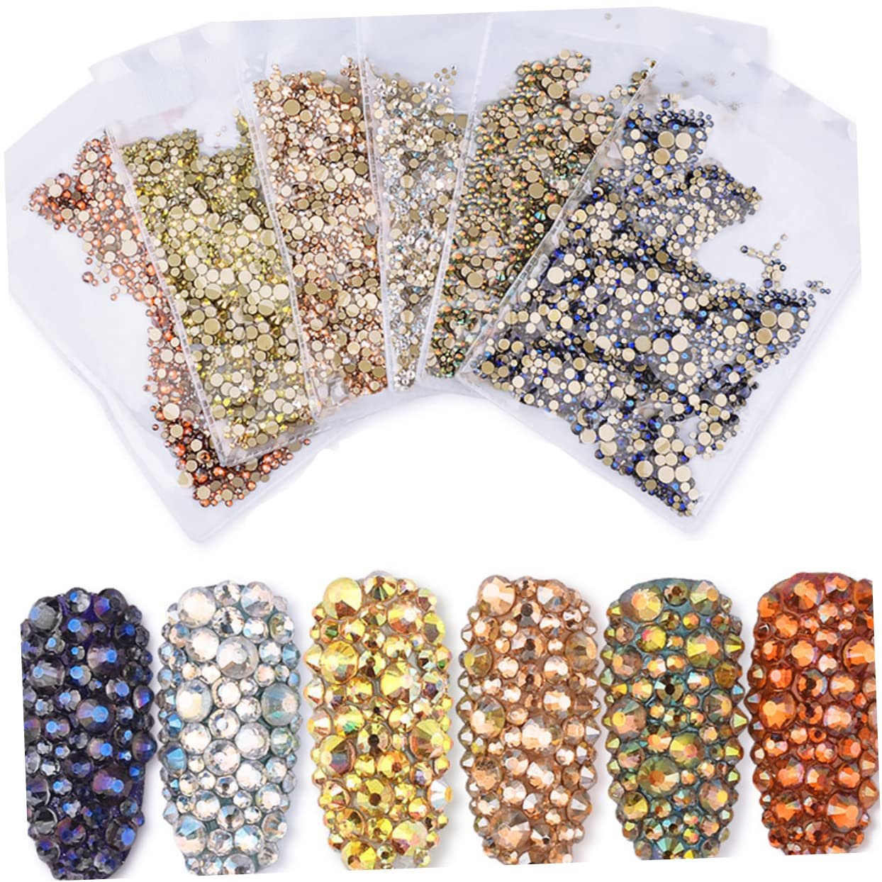 Стразы Healvian 1440 шт. для ногтей, смешанные размеры, бриллианты для ногтей, аксессуары для маникюра для женщин, для домашнего и профессионального использования, фото №2
