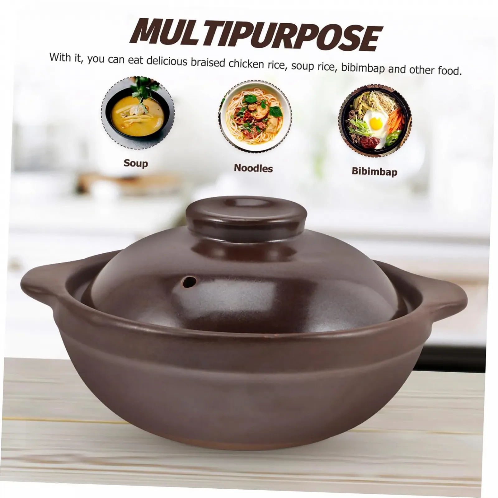 Горщик VALICLUD керамічний термостійкий з кришкою коричневий, фото №9